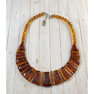 Jay King DTR Necklace 925 Graduated Amber Beaded Designer Signed